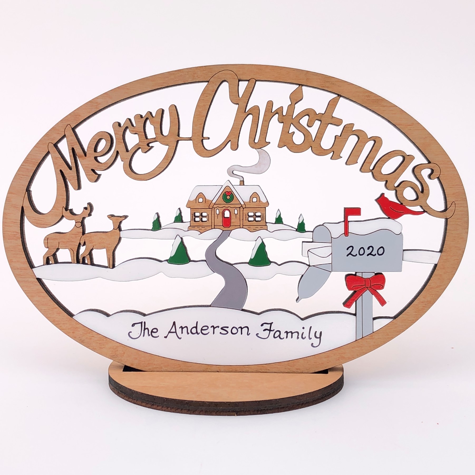 Small Merry Christmas Home With Stand
